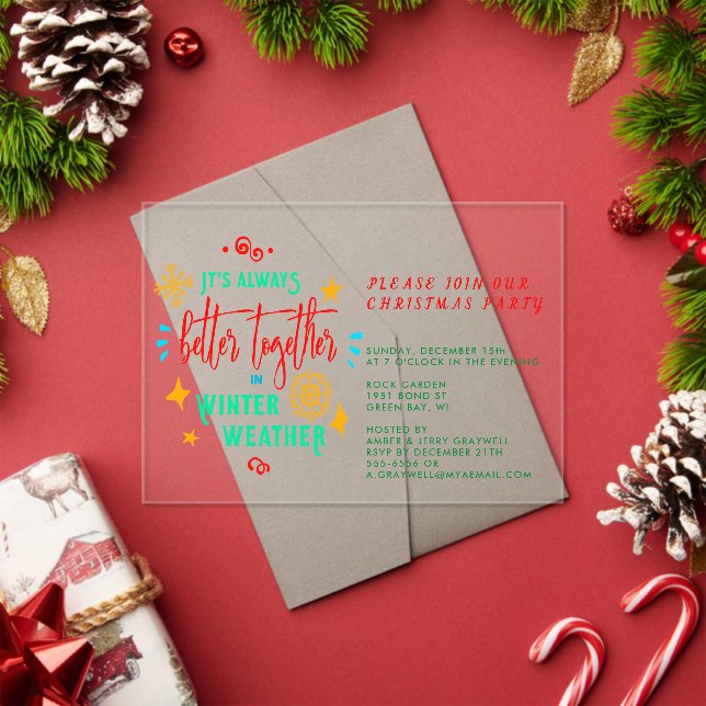 Always Better Together in Winter Weather Christmas Acrylic Invitations (Insitu (Holiday))