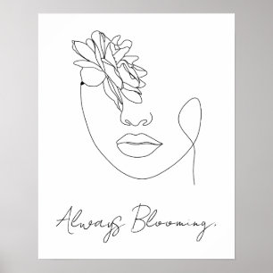 Always Blooming Line Art Custom Text Poster