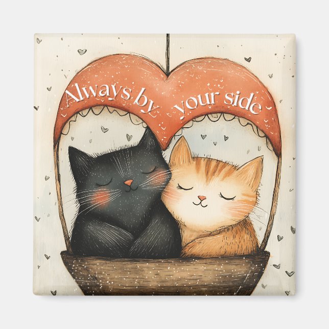 Always by Your Side Cozy Cats Balloon Ride Magnet (Front)