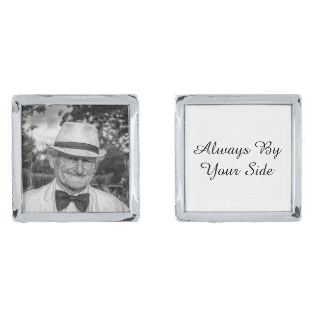 Always By Your Side Custom Memorial Photo Groom Cufflinks (Front)