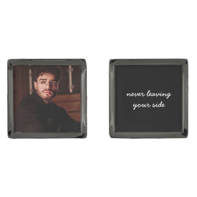 Always By Your Side Memorial Photo Script Cufflinks (Front)