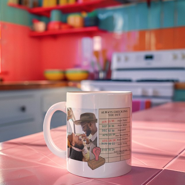 Always Checking You Out | Custom Library Card Love Coffee Mug (Creator Uploaded)
