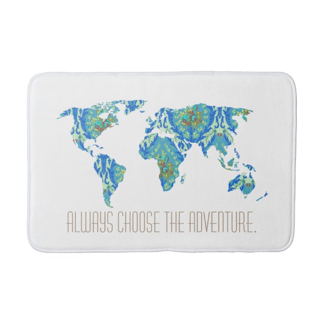 Always Choose Adventure | Victorian World Map Bathroom Mat (Front)