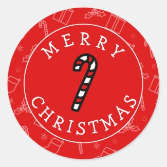 Always Christmas Candy Cane Classic Round Sticker