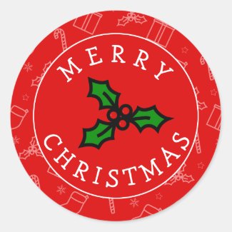 Always Christmas Holly Classic Round Sticker