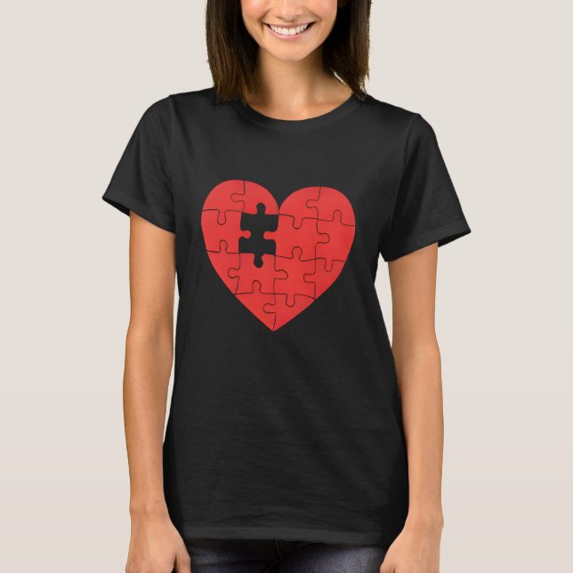  Always Connected: Matching Heart Couple T-Shirt (Front)