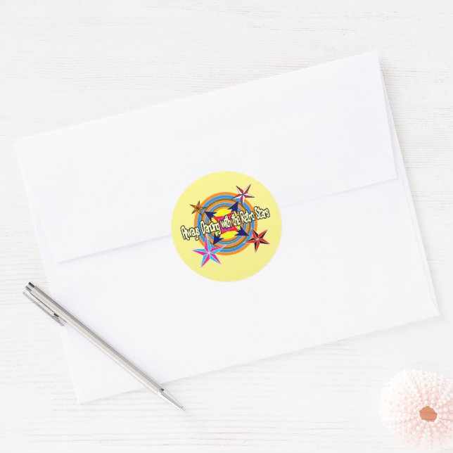 Always dancing with the Retro stars  Classic Round Sticker (Envelope)