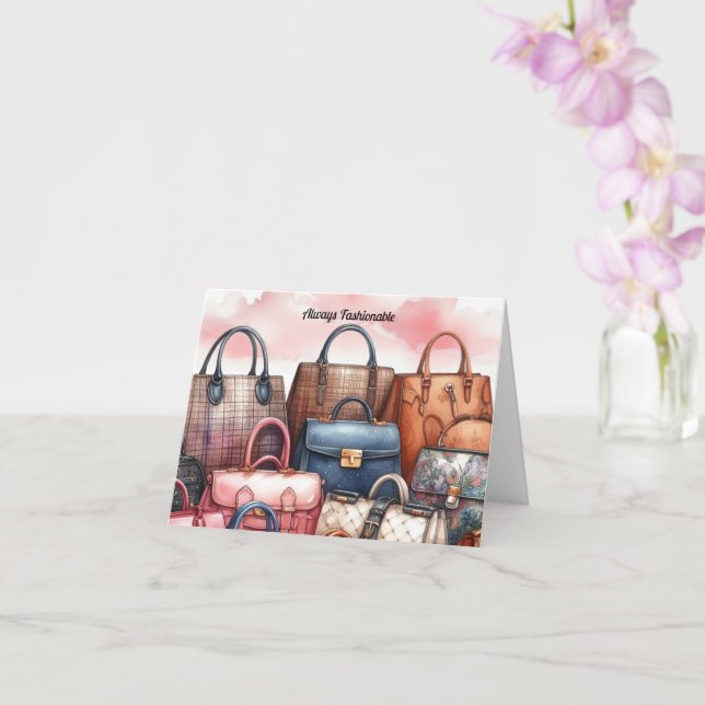 Always Fashionable Handbag Card Greeting (Orchid)