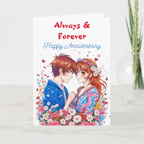 Always  Forever Anime Happy Anniversary Card