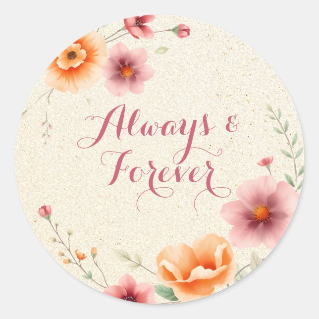 Always & Forever | Autumn Wedding  Classic Round Sticker (Front)