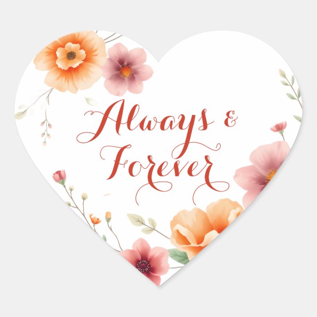 Always & Forever | Autumn Wedding  Heart Sticker (Front)