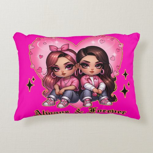 Always  Forever Best friends girls gift Accent Pillow