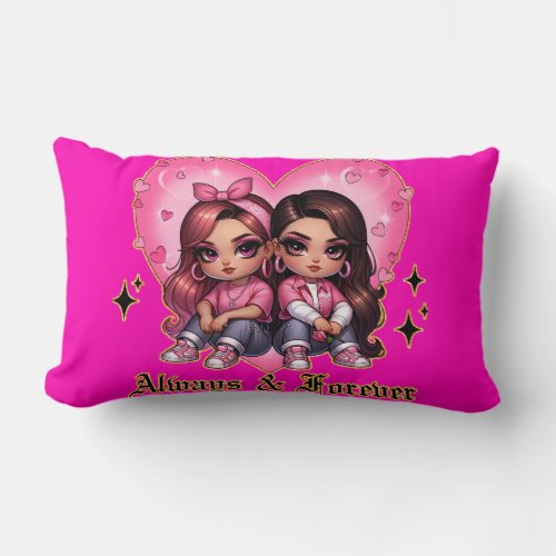 Always  Forever Best friends girls gift Lumbar Pillow