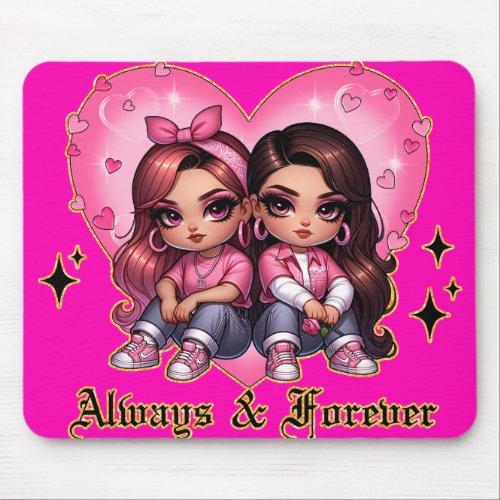 Always  Forever Best friends girls gift Mouse Pad
