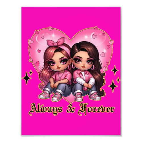 Always  Forever Best friends girls gift Photo Print