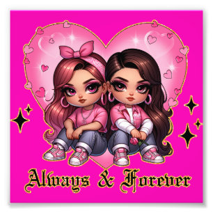Always & Forever Best friends girls gift Photo Print