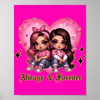 Always & Forever Best Friends Girls Gift Poster by Craft_shop at Zazzle