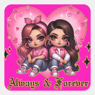 Always & Forever Best friends girls gift Square Sticker