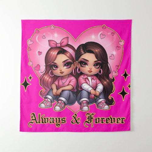 Always  Forever Best friends girls gift Tapestry
