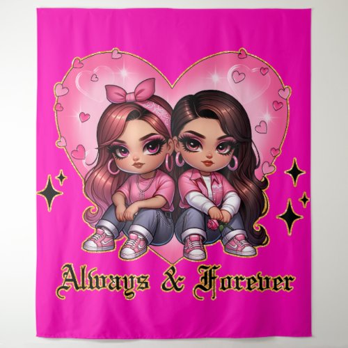 Always  Forever Best friends girls gift Tapestry