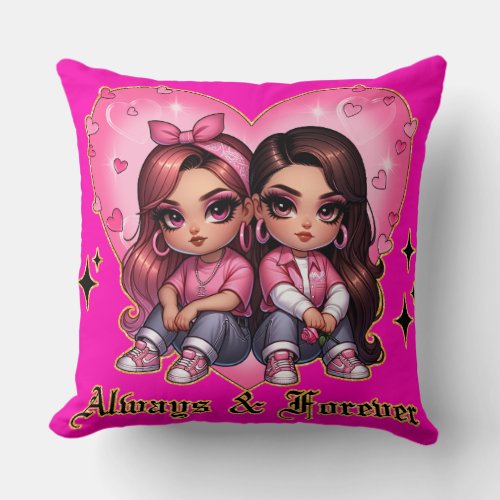 Always  Forever Best friends girls gift Throw Pillow