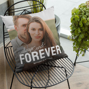 Always & Forever Couple Photo Throw Pillow
