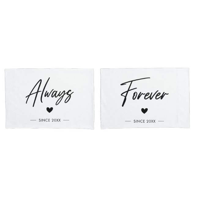 Always Forever Couple Romantic Wedding Anniversary Pillow Case (Front-Set)