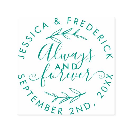 Always  Forever Elegant Script Wedding Date Self_inking Stamp