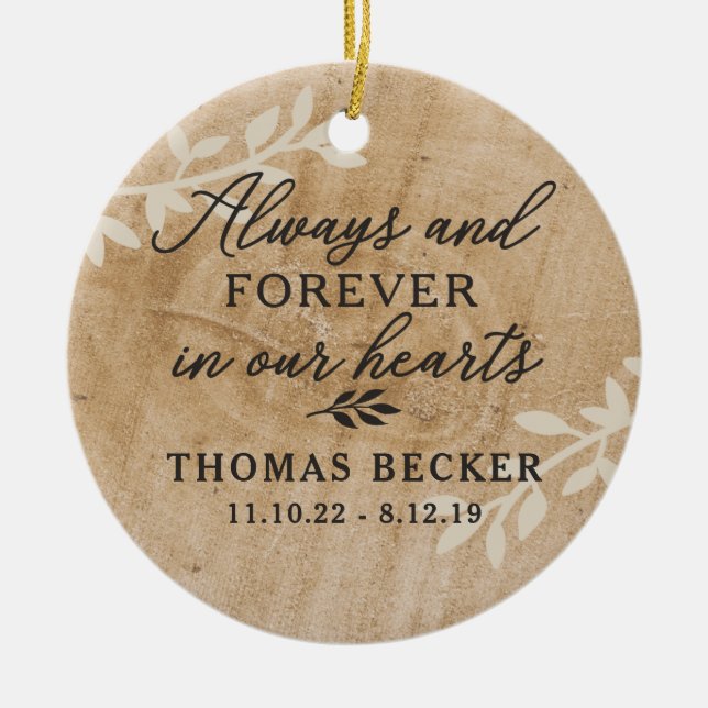 Always & Forever Memorial Ceramic Photo Ornament (Front)