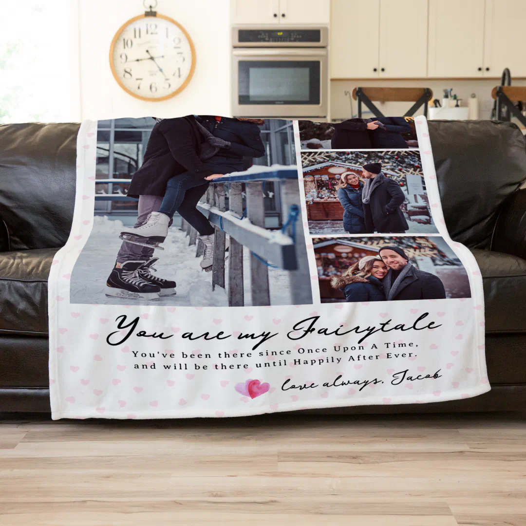 Always & Forever | Modern 4 Photo Collage Fleece Blanket
