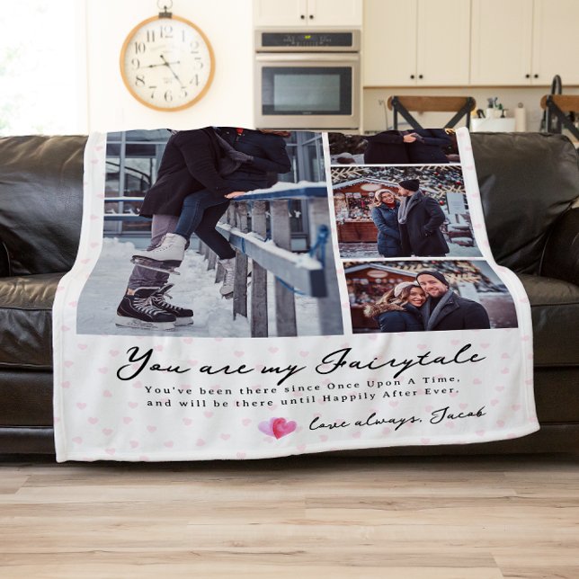Always & Forever | Modern 4 Photo Collage Fleece Blanket (Creator Uploaded)