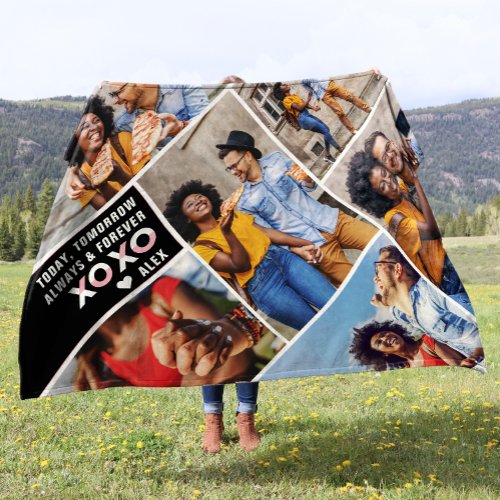 Always  Forever  Modern 6 Photo Collage Fleece Blanket