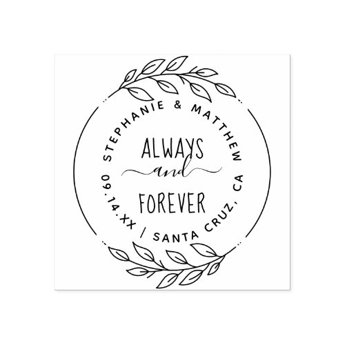 Always  Forever Rustic Hand_Drawn Sprigs  Script Rubber Stamp