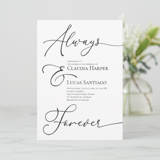 Always Forever Script Wedding Invitation | Zazzle