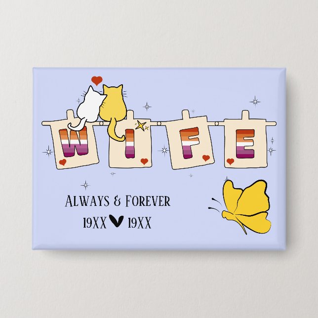 Always & Forever Sunset Lesbian Flag Wife Button (Front)
