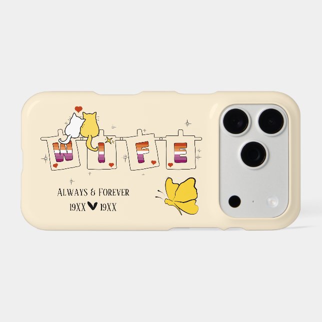 Always & Forever Sunset Lesbian Flag Wife iPhone Case (Back Horizontal)