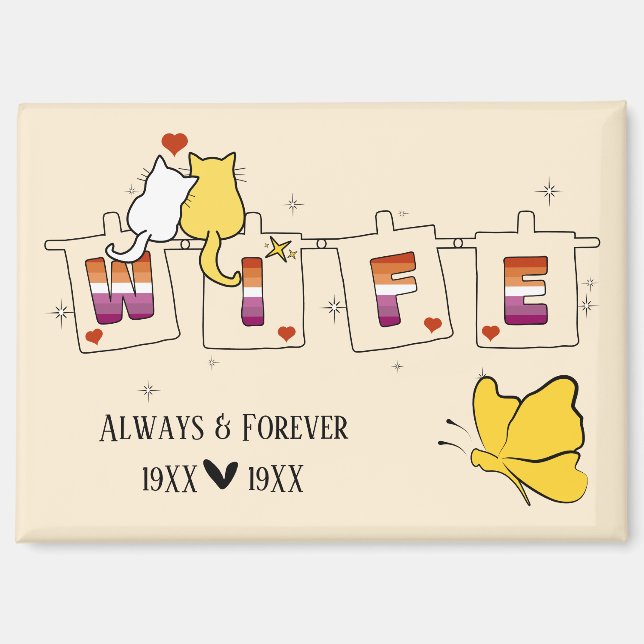 Always & Forever Sunset Lesbian Flag Wife Magnet (Front)