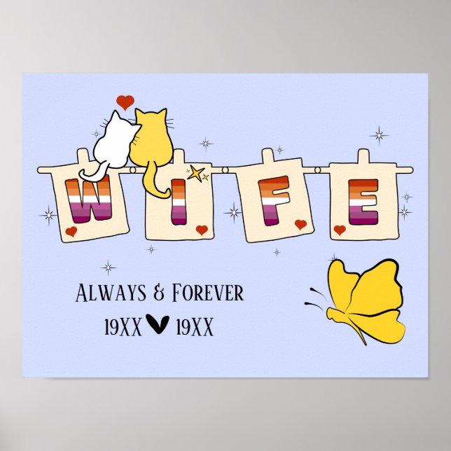 Always & Forever Sunset Lesbian Flag Wife Poster (Front)