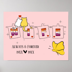 Always & Forever Sunset Lesbian Flag Wife Poster