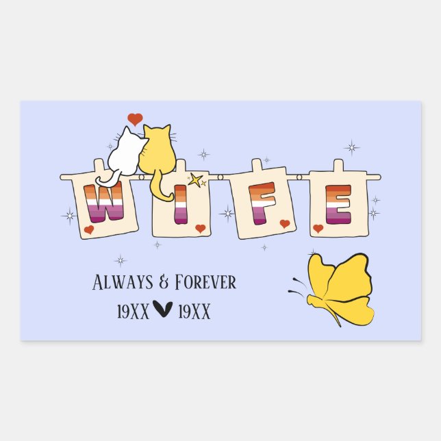 Always & Forever Sunset Lesbian Flag Wife Rectangular Sticker (Front)