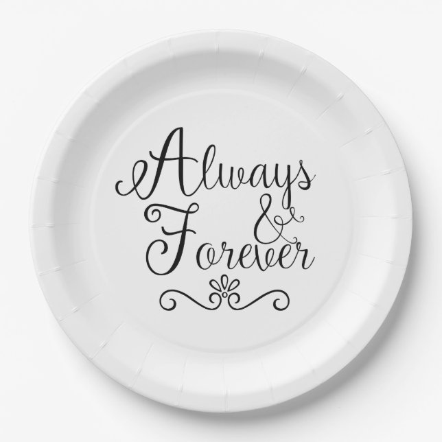 Always & Forever Wedding Paper Plates (Front)