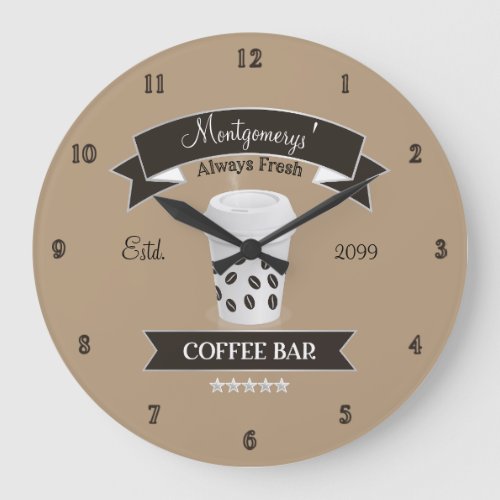 Always Fresh Coffee Bar Large Clock