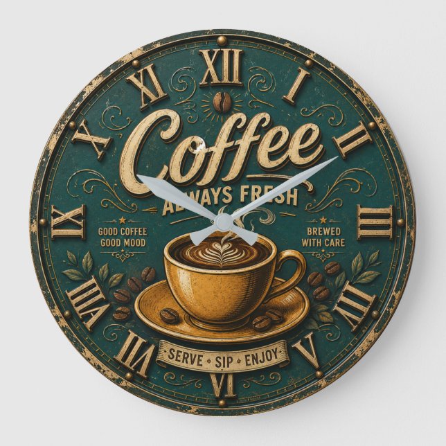 Always Fresh Coffee  Large Clock (Front)