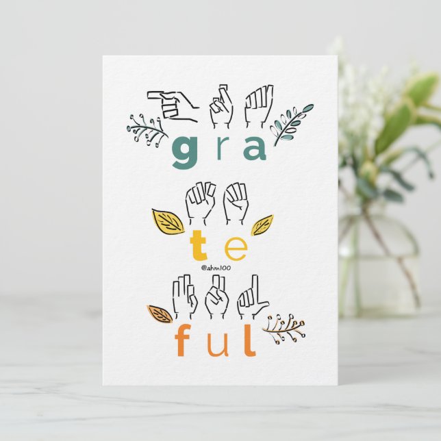 Always Grateful Sign Language Holiday Card (Standing Front)