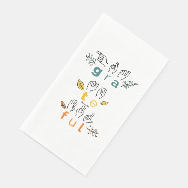 Always Grateful Sign Language Paper Guest Towels (Corner)