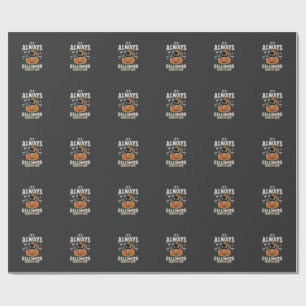 Always Halloween Black Cat Pumpkin Design Wrapping Paper