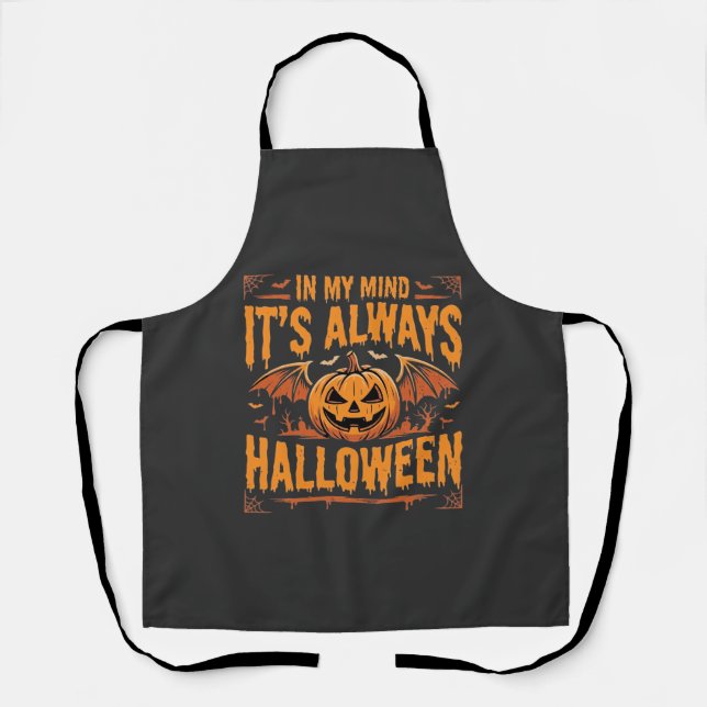 Always Halloween Pumpkin Bat Vector Design_1 Apron (Front)