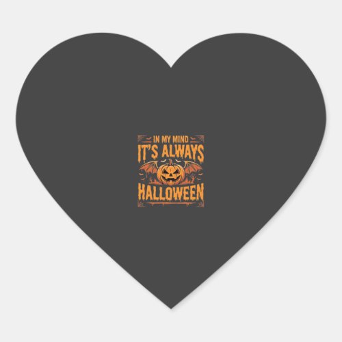 Always Halloween Pumpkin Bat Vector Design_1 Heart Sticker