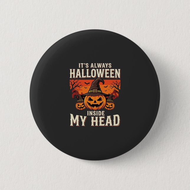Always Halloween Pumpkin Witch Design_1 Button (Front)
