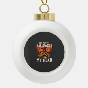 Always Halloween Pumpkin Witch Design_1 Ceramic Ball Christmas Ornament